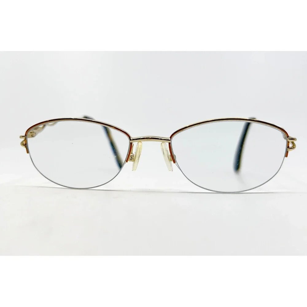 Visage Eyeglasses Frames Womens Gold Half Rim Oval LT50704521 50-17-140